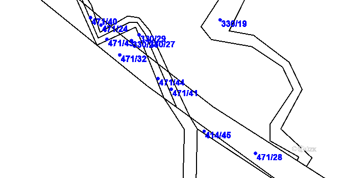 Parcela st. 471/41 v KÚ Popovice u Jičína, Katastrální mapa