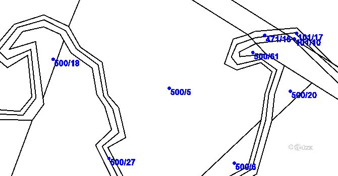 Parcela st. 500/5 v KÚ Popovice u Jičína, Katastrální mapa