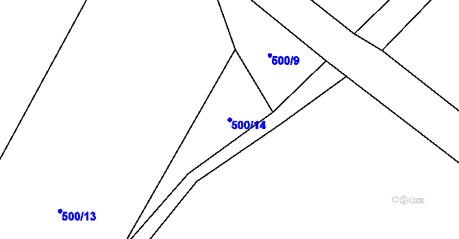 Parcela st. 500/14 v KÚ Popovice u Jičína, Katastrální mapa
