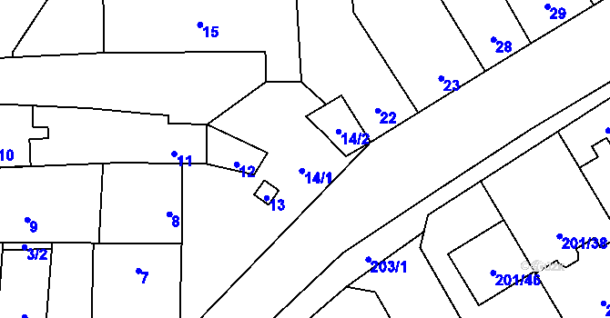 Parcela st. 14 v KÚ Popovice u Rajhradu, Katastrální mapa