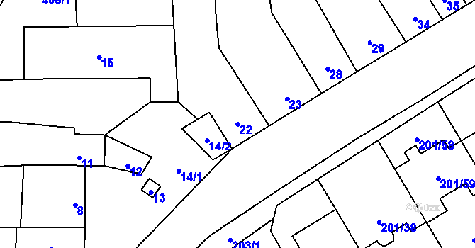 Parcela st. 22 v KÚ Popovice u Rajhradu, Katastrální mapa