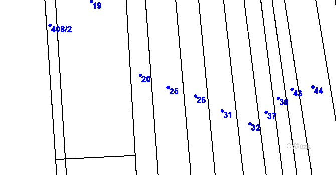Parcela st. 25 v KÚ Popovice u Rajhradu, Katastrální mapa