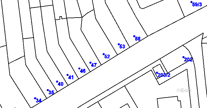 Parcela st. 52 v KÚ Popovice u Rajhradu, Katastrální mapa