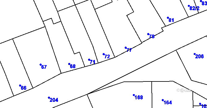Parcela st. 72 v KÚ Popovice u Rajhradu, Katastrální mapa