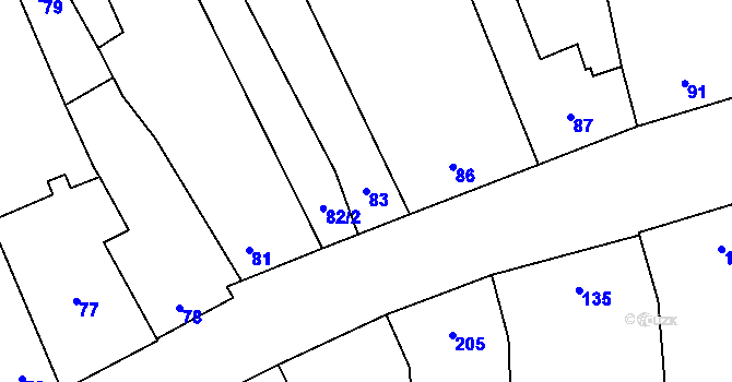Parcela st. 83 v KÚ Popovice u Rajhradu, Katastrální mapa
