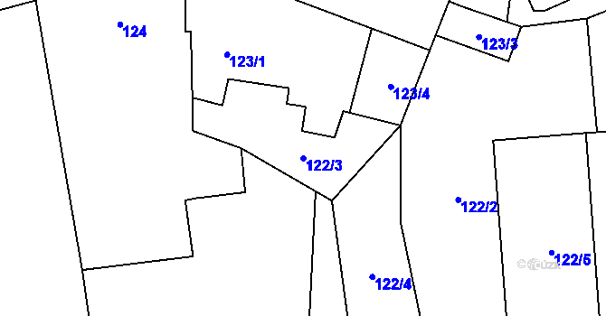 Parcela st. 122/3 v KÚ Popovice u Rajhradu, Katastrální mapa