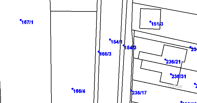 Parcela st. 166/3 v KÚ Popovice u Rajhradu, Katastrální mapa