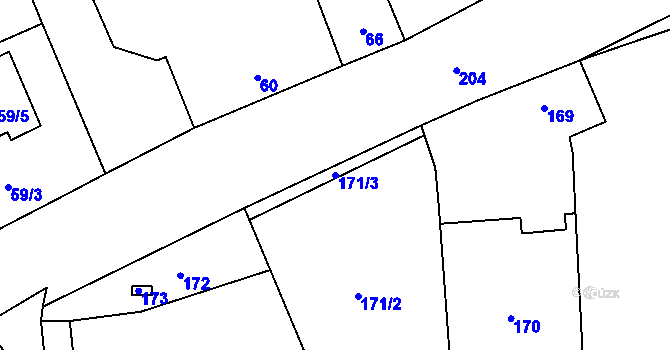 Parcela st. 171/3 v KÚ Popovice u Rajhradu, Katastrální mapa