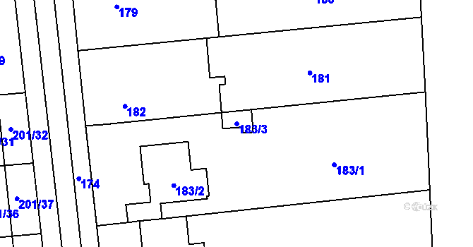 Parcela st. 183/3 v KÚ Popovice u Rajhradu, Katastrální mapa