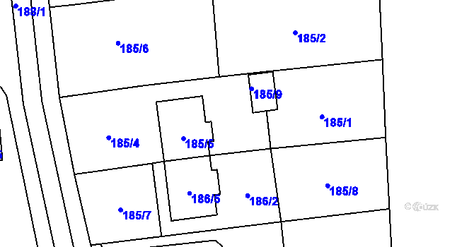 Parcela st. 185/3 v KÚ Popovice u Rajhradu, Katastrální mapa