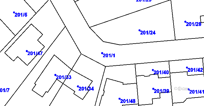Parcela st. 201/1 v KÚ Popovice u Rajhradu, Katastrální mapa