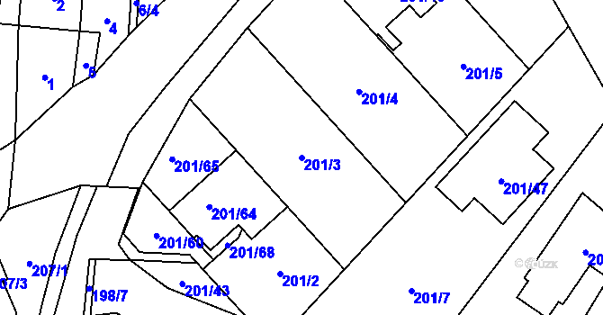 Parcela st. 201/3 v KÚ Popovice u Rajhradu, Katastrální mapa