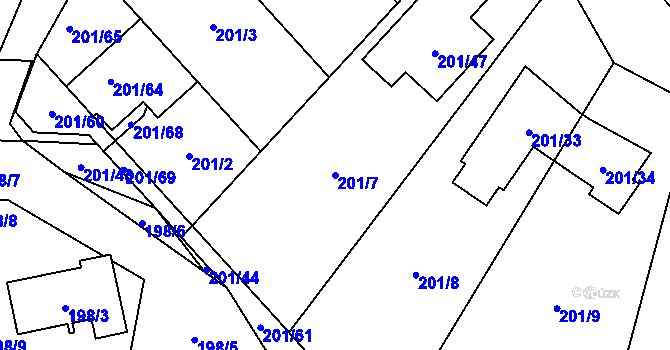 Parcela st. 201/7 v KÚ Popovice u Rajhradu, Katastrální mapa