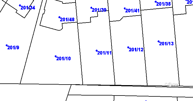 Parcela st. 201/11 v KÚ Popovice u Rajhradu, Katastrální mapa