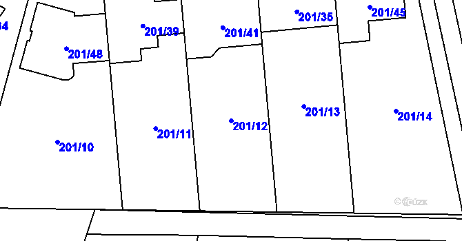 Parcela st. 201/12 v KÚ Popovice u Rajhradu, Katastrální mapa
