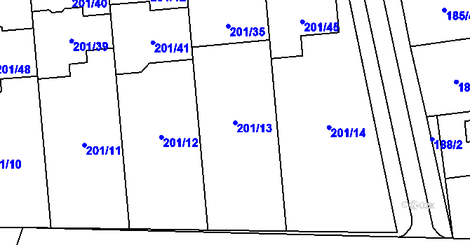 Parcela st. 201/13 v KÚ Popovice u Rajhradu, Katastrální mapa