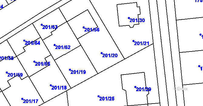 Parcela st. 201/20 v KÚ Popovice u Rajhradu, Katastrální mapa
