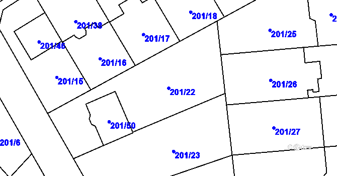 Parcela st. 201/22 v KÚ Popovice u Rajhradu, Katastrální mapa