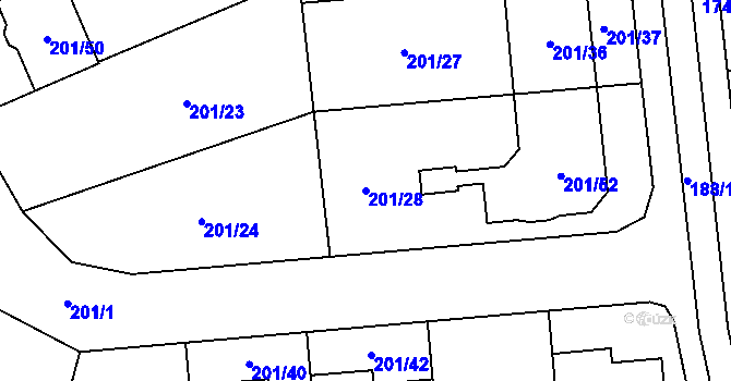 Parcela st. 201/28 v KÚ Popovice u Rajhradu, Katastrální mapa