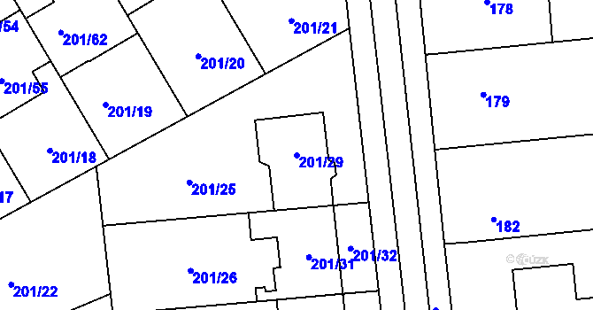 Parcela st. 201/29 v KÚ Popovice u Rajhradu, Katastrální mapa