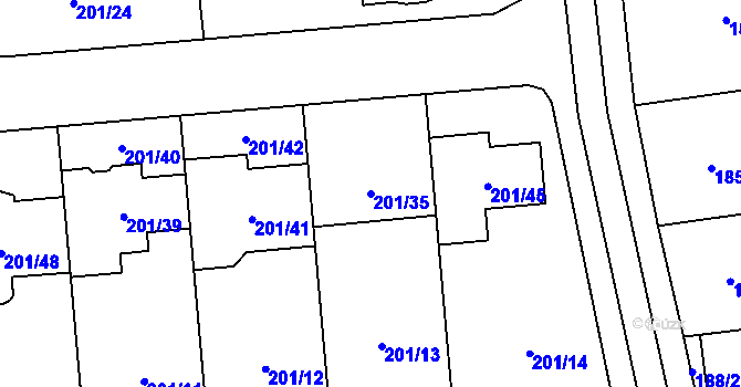 Parcela st. 201/35 v KÚ Popovice u Rajhradu, Katastrální mapa