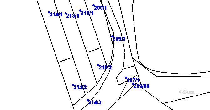 Parcela st. 209/2 v KÚ Popovice u Rajhradu, Katastrální mapa