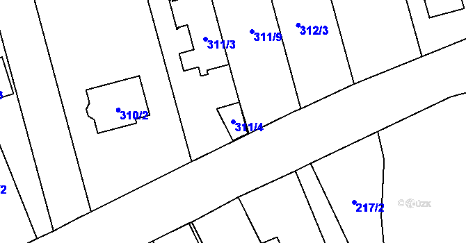 Parcela st. 311/4 v KÚ Popovice u Rajhradu, Katastrální mapa