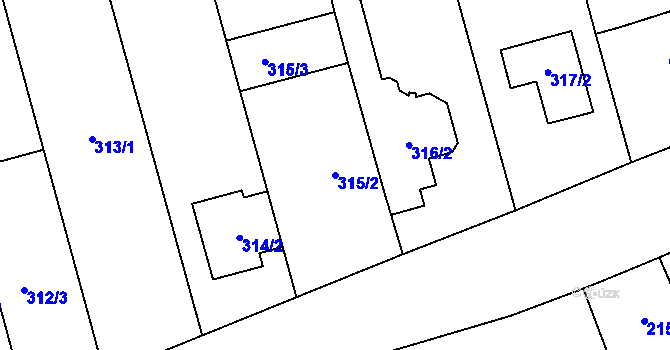 Parcela st. 315/2 v KÚ Popovice u Rajhradu, Katastrální mapa