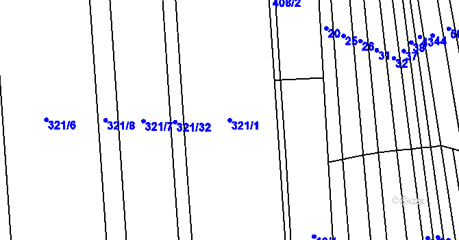 Parcela st. 321/1 v KÚ Popovice u Rajhradu, Katastrální mapa
