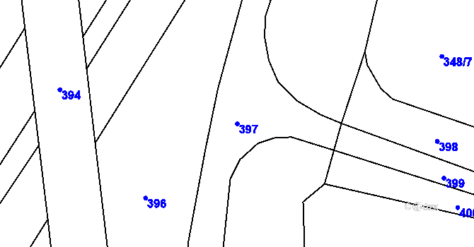 Parcela st. 397 v KÚ Popovice u Rajhradu, Katastrální mapa
