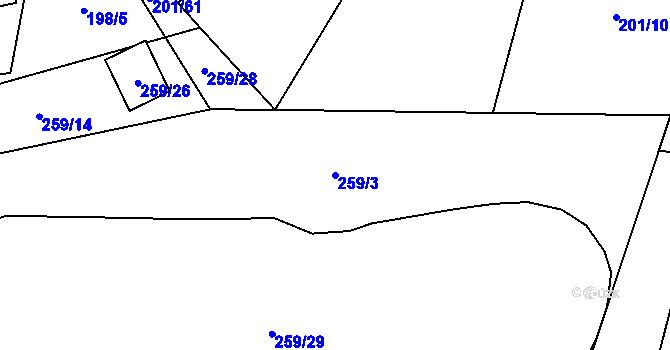 Parcela st. 259/3 v KÚ Popovice u Rajhradu, Katastrální mapa
