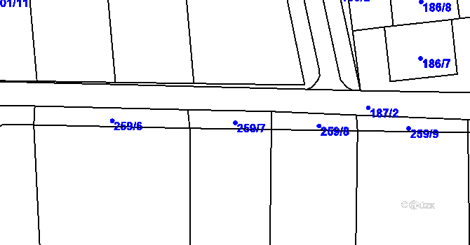 Parcela st. 259/7 v KÚ Popovice u Rajhradu, Katastrální mapa