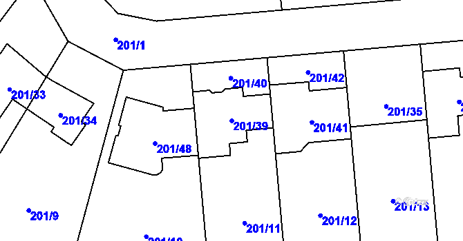 Parcela st. 201/39 v KÚ Popovice u Rajhradu, Katastrální mapa