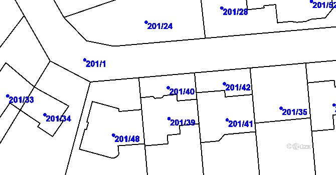 Parcela st. 201/40 v KÚ Popovice u Rajhradu, Katastrální mapa