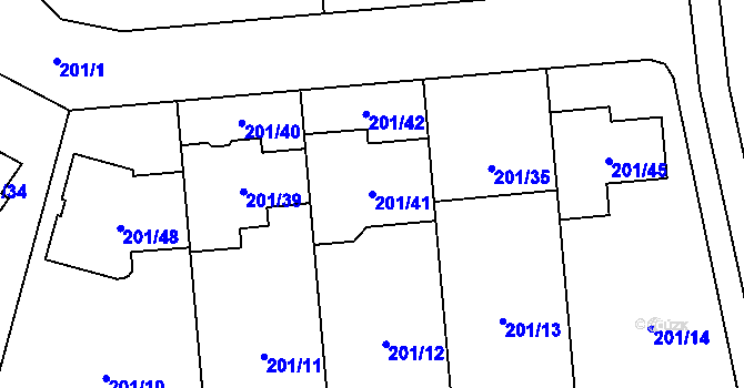 Parcela st. 201/41 v KÚ Popovice u Rajhradu, Katastrální mapa