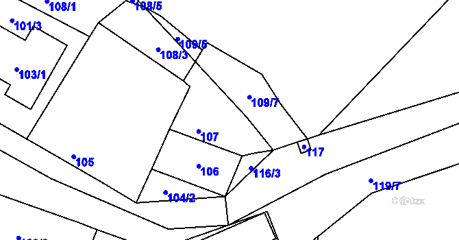 Parcela st. 108/4 v KÚ Popovice u Rajhradu, Katastrální mapa