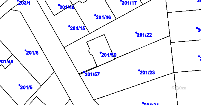 Parcela st. 201/50 v KÚ Popovice u Rajhradu, Katastrální mapa