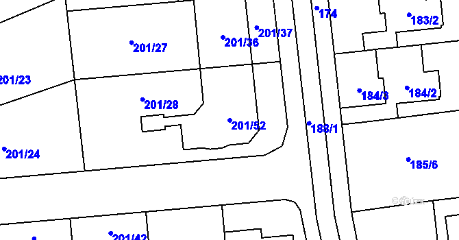 Parcela st. 201/52 v KÚ Popovice u Rajhradu, Katastrální mapa