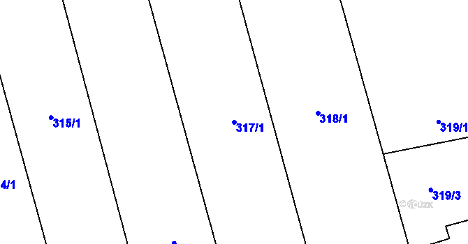Parcela st. 317/1 v KÚ Popovice u Rajhradu, Katastrální mapa