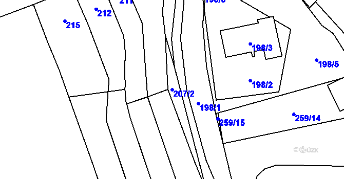Parcela st. 207/2 v KÚ Popovice u Rajhradu, Katastrální mapa