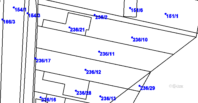 Parcela st. 236/11 v KÚ Popovice u Rajhradu, Katastrální mapa