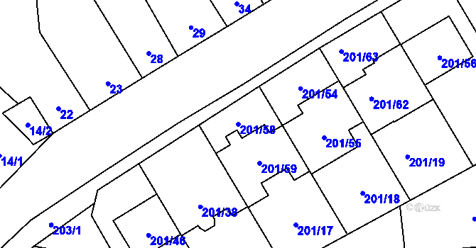 Parcela st. 201/58 v KÚ Popovice u Rajhradu, Katastrální mapa