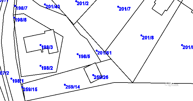 Parcela st. 201/61 v KÚ Popovice u Rajhradu, Katastrální mapa