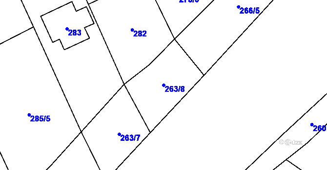 Parcela st. 263/8 v KÚ Popovice u Rajhradu, Katastrální mapa