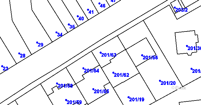 Parcela st. 201/63 v KÚ Popovice u Rajhradu, Katastrální mapa