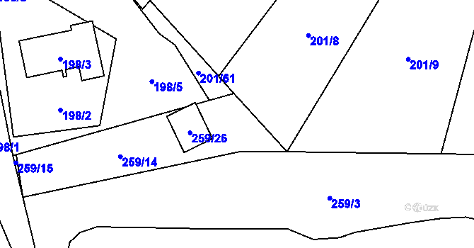 Parcela st. 259/28 v KÚ Popovice u Rajhradu, Katastrální mapa