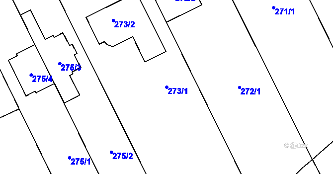 Parcela st. 273/1 v KÚ Popovice u Rajhradu, Katastrální mapa