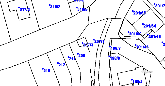 Parcela st. 207/3 v KÚ Popovice u Rajhradu, Katastrální mapa