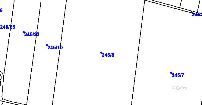 Parcela st. 245/8 v KÚ Popovice u Rajhradu, Katastrální mapa