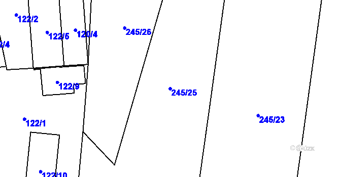 Parcela st. 245/25 v KÚ Popovice u Rajhradu, Katastrální mapa